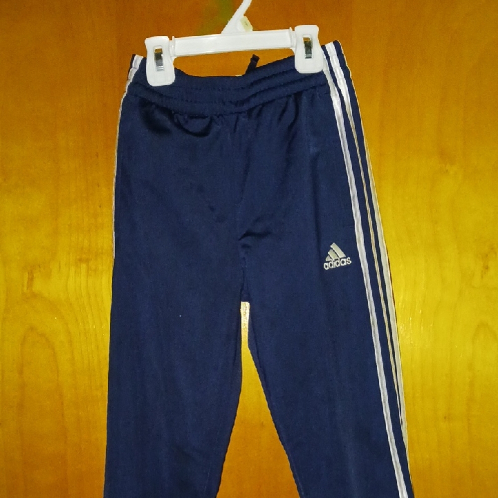 Adidas Kids Blue Joggers with White Stripes